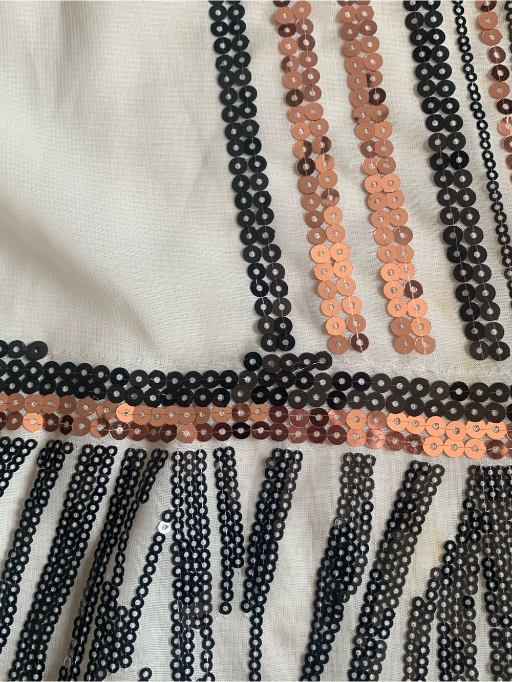 Material Girl Semi Sheer Sequin Tunic Tank Topper Event Party Cream Black S - Picture 13 of 14